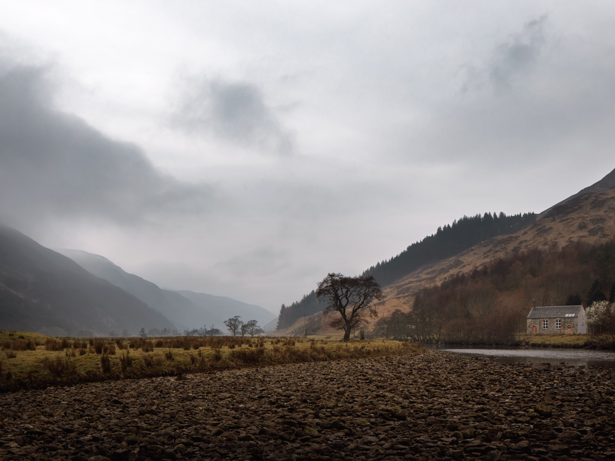Carnoch Church — valley and river setting