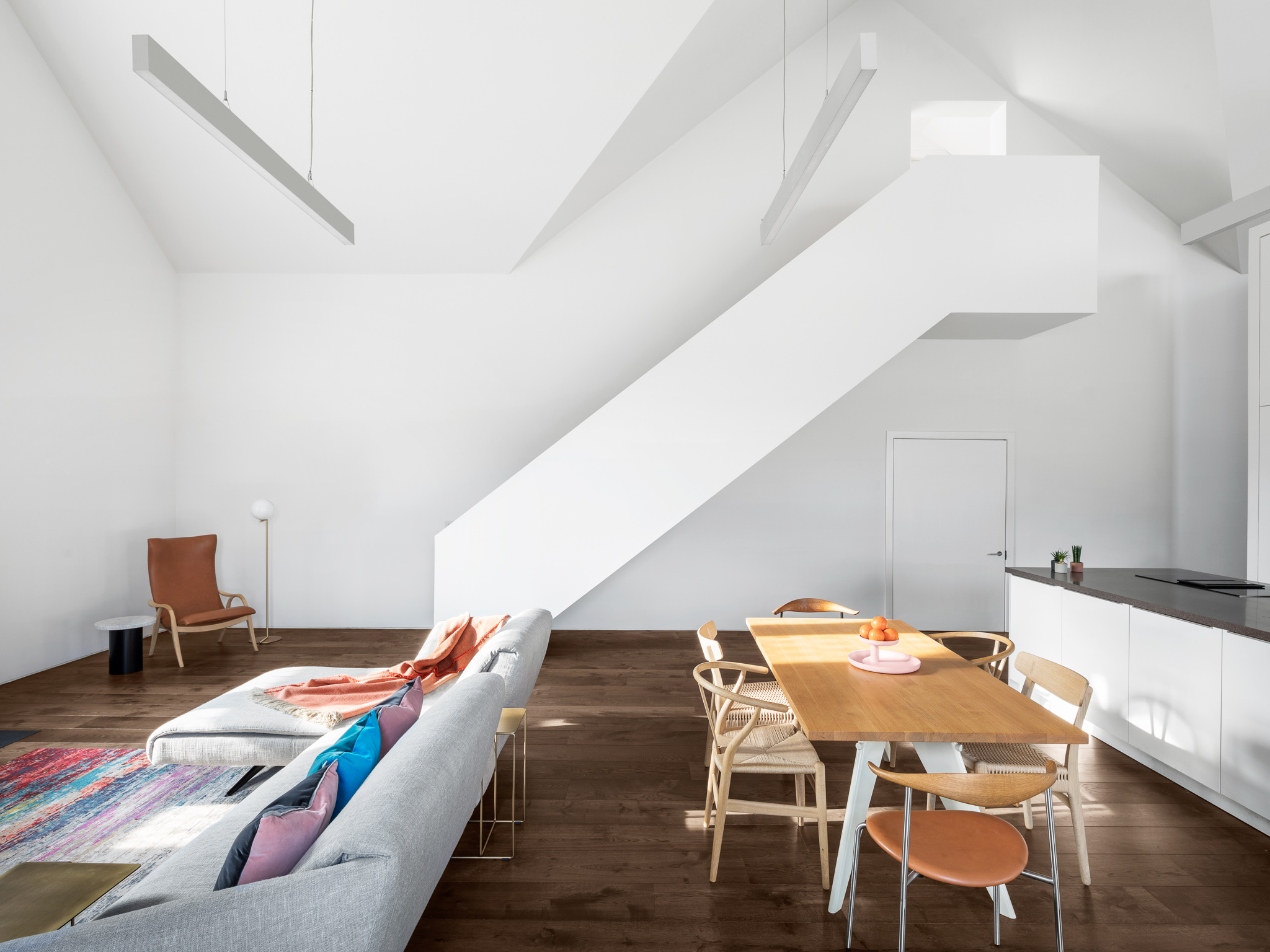 Carnoch Church — vaulted living and dining room