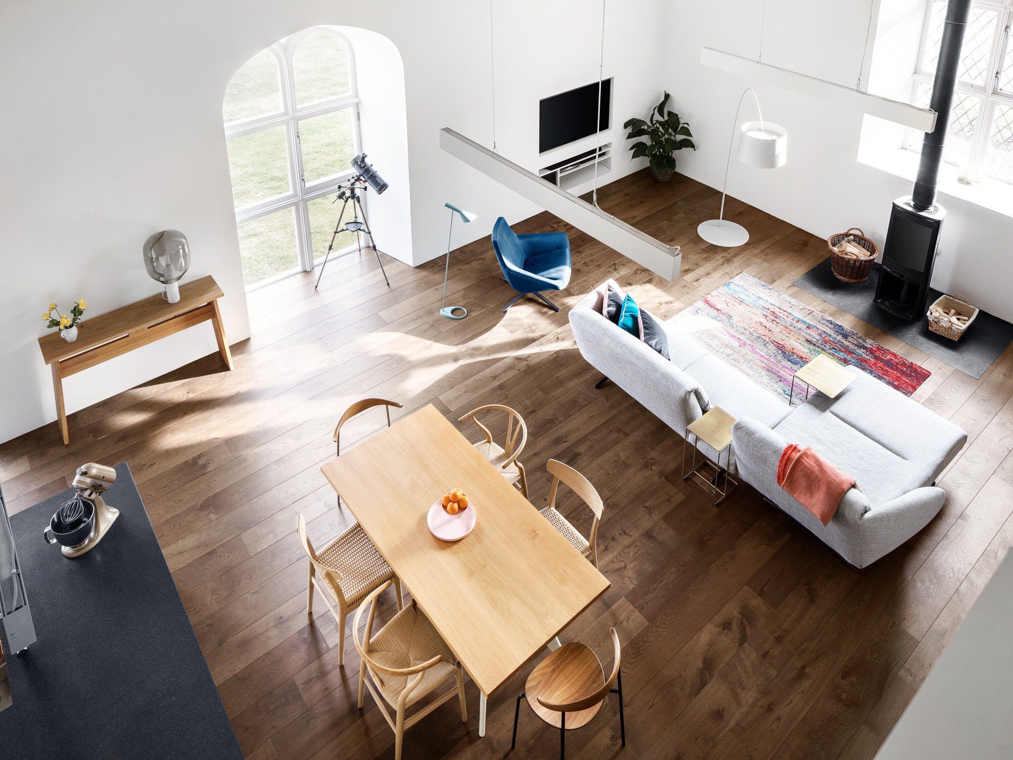 Carnoch Church — living space from the mezzanine