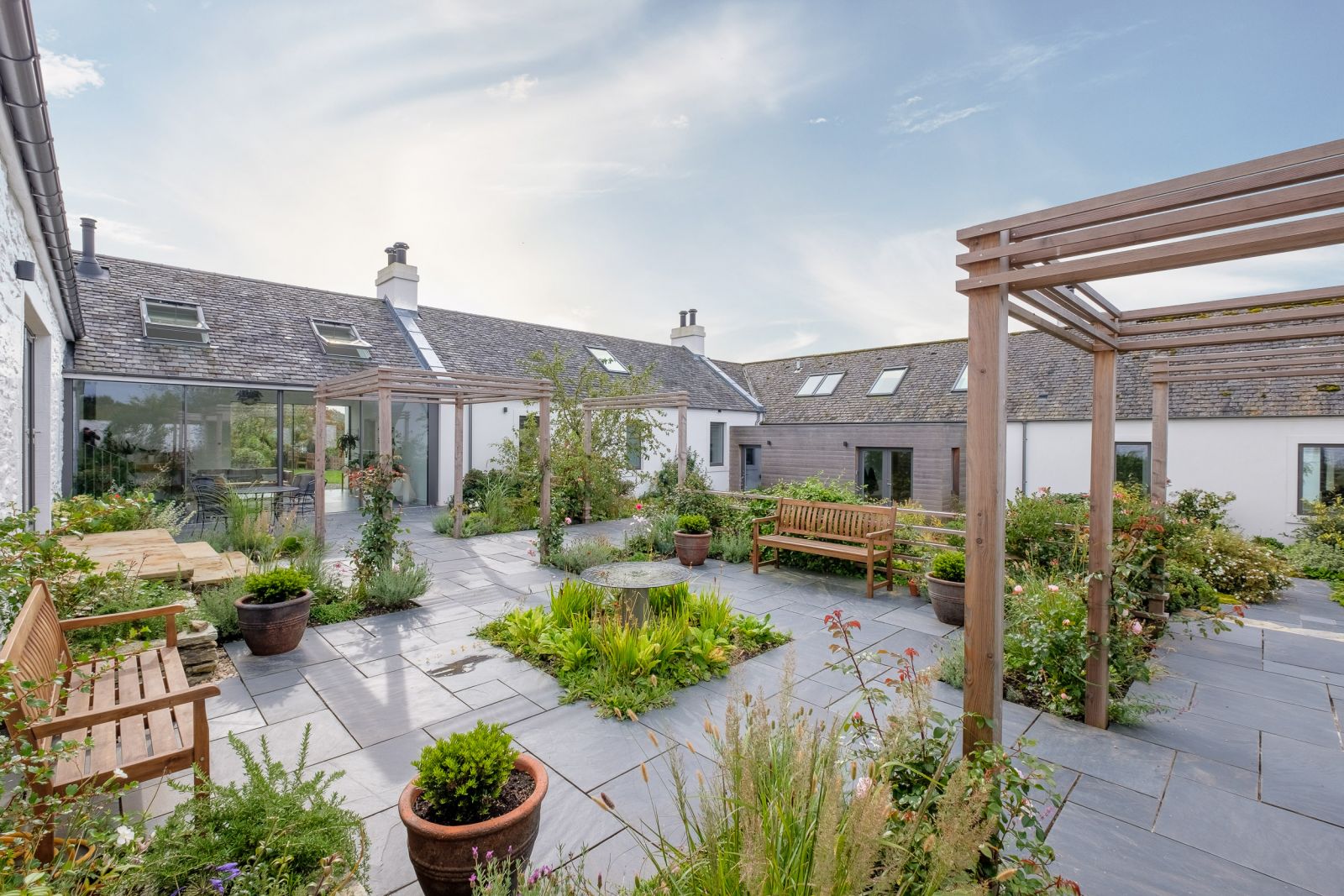 Glecknabae Renovation courtyard showing all structures renovated